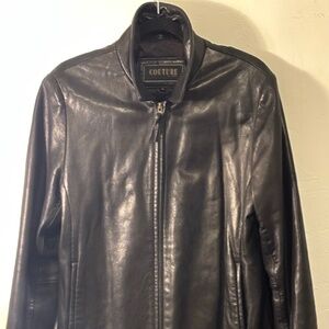 Pristine, vintage Couture brand, lamb leather blazer jacket. Large